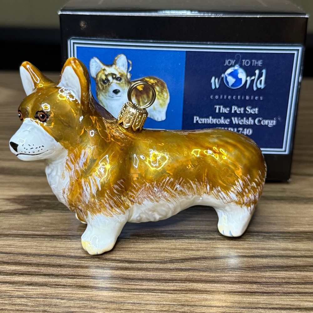 Joy To The World “Pet Set” Pembroke Welsh Corgi Polish Glass Ornament